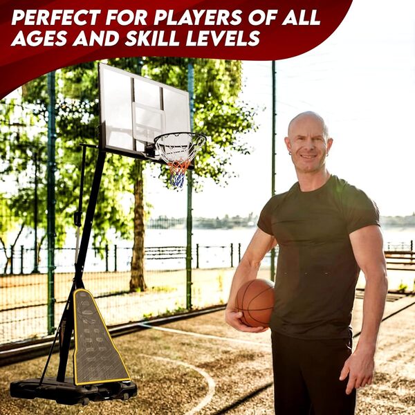 ProSport Panier de Basket exterieur - Panier de basket sur pied 3m05 - Panier de basket hauteur réglable de 1,5 à 3,05m - Panier de basket enfant et adulte - Panier basket sur pied remplissable