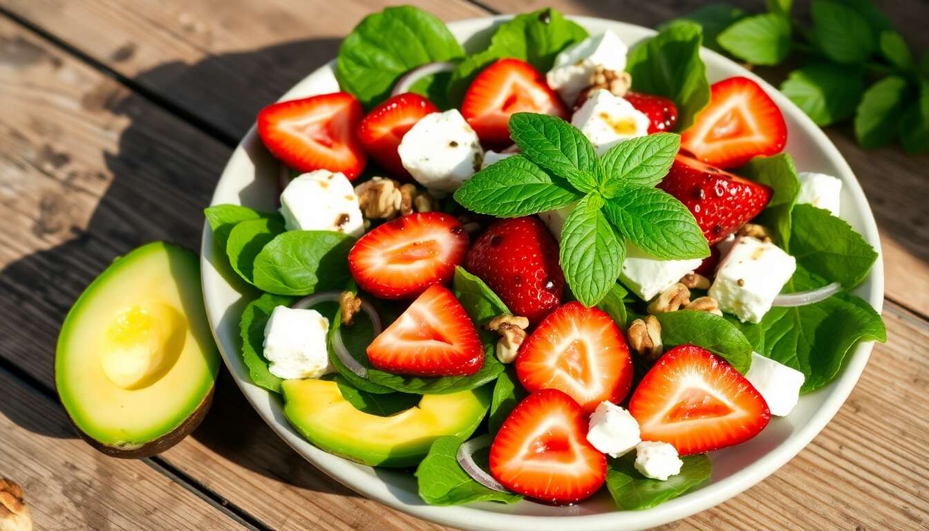 Choc des saveurs : salade sucrée-salée avocat, fraises et feta
