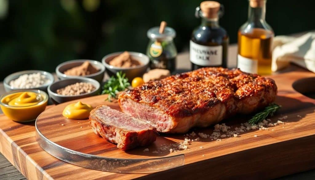 Filet mignon en croûte de moutarde au barbecue