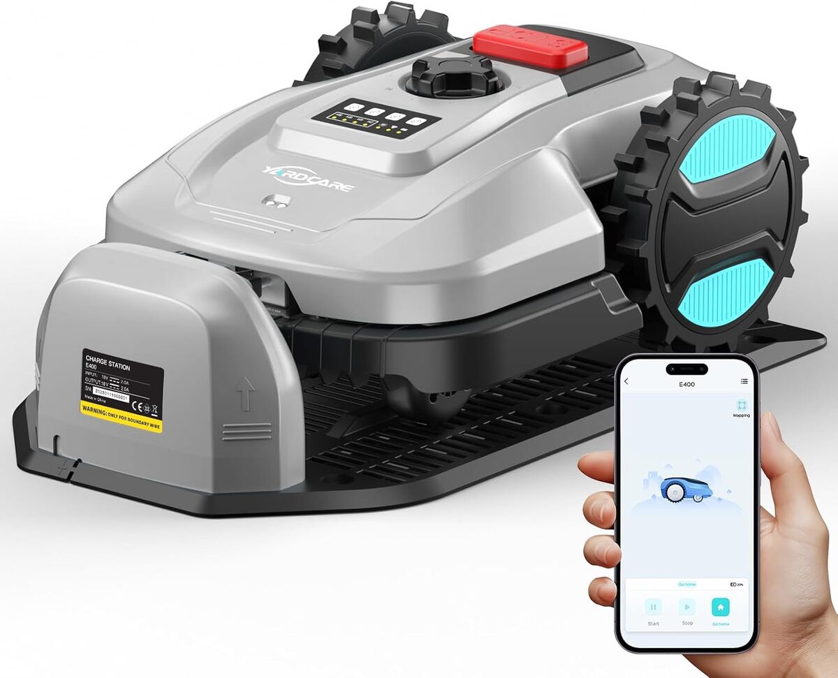 Test du robot tondeuse Yardcare E400 : contrôle via appli et recharge auto