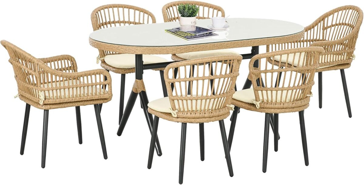 Test du salon de jardin Outsunny 6 personnes en rotin avec table en verre