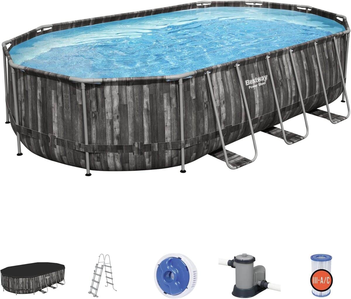 Test : piscine Bestway Power Steel ovale bois 610x366 cm