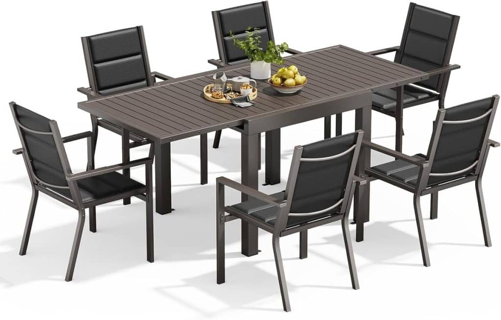 Test : salon de jardin Devoko 6 places, table extensible en aluminium