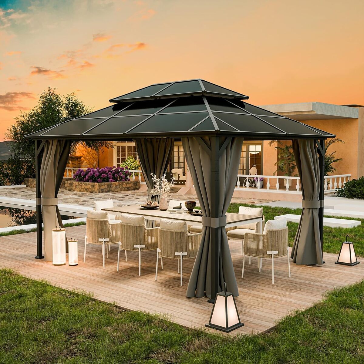 Test : tonnelle de jardin UDPATIO double toit 3x4m imperméable et résistante UV