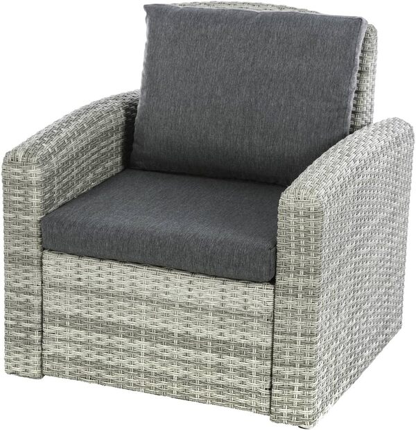 Hespéride - Salon de Jardin Polynesia Havane - Résine Tressée, Verre Trempé - 4 Places - pour Extérieur, Terrasse