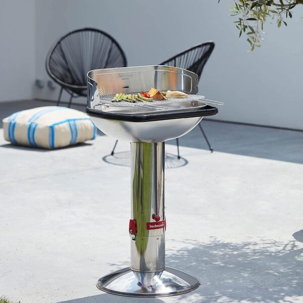 Barbecook Loewy 55 barbecue au charbon de bois, bbq a charbon en inox couleur métallique Ø 56x34cm H 100cm