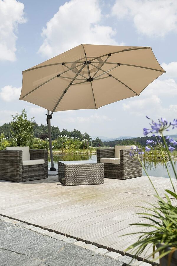Schneider Parasol rond Rhodos Rondo, 350 cm, armature en aluminium, toile en polyester, 22,4 kg
