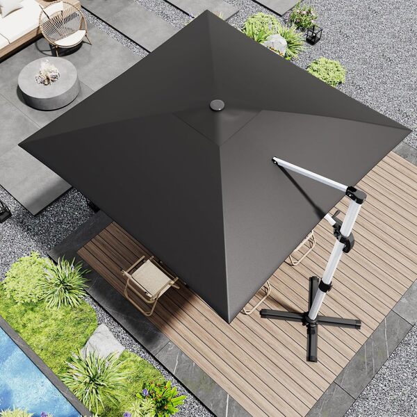 Devoko Parasol de balcon déporté en aluminium avec couverture, parasol de jardin imperméable avec manivelle