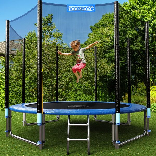 Monzana Trampoline Ø 244/305/366/426 cm Set Complet Filet de sécurité + Bâche de Protection + Echelle + Coussin Jardin Jeux