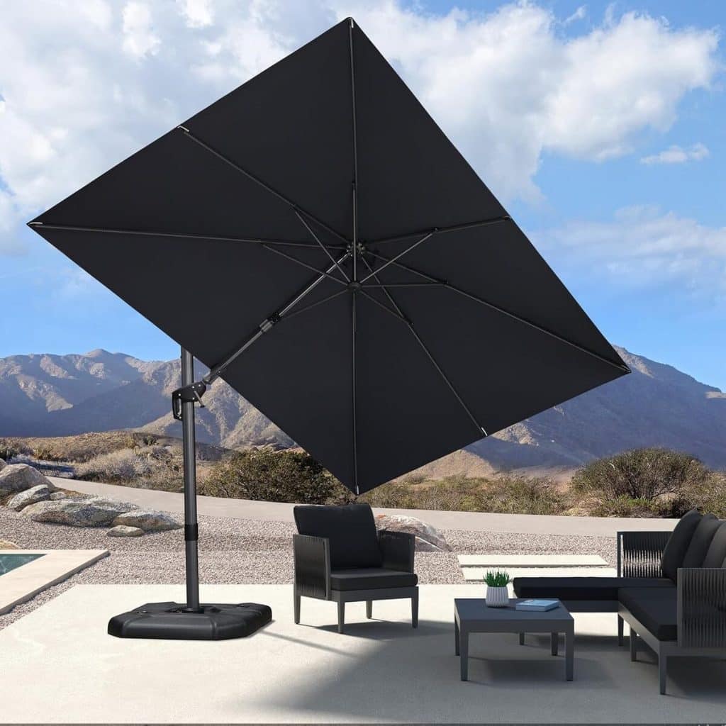 Test du parasol déporté pivotant Purple Leaf : design xxl et protection optimale