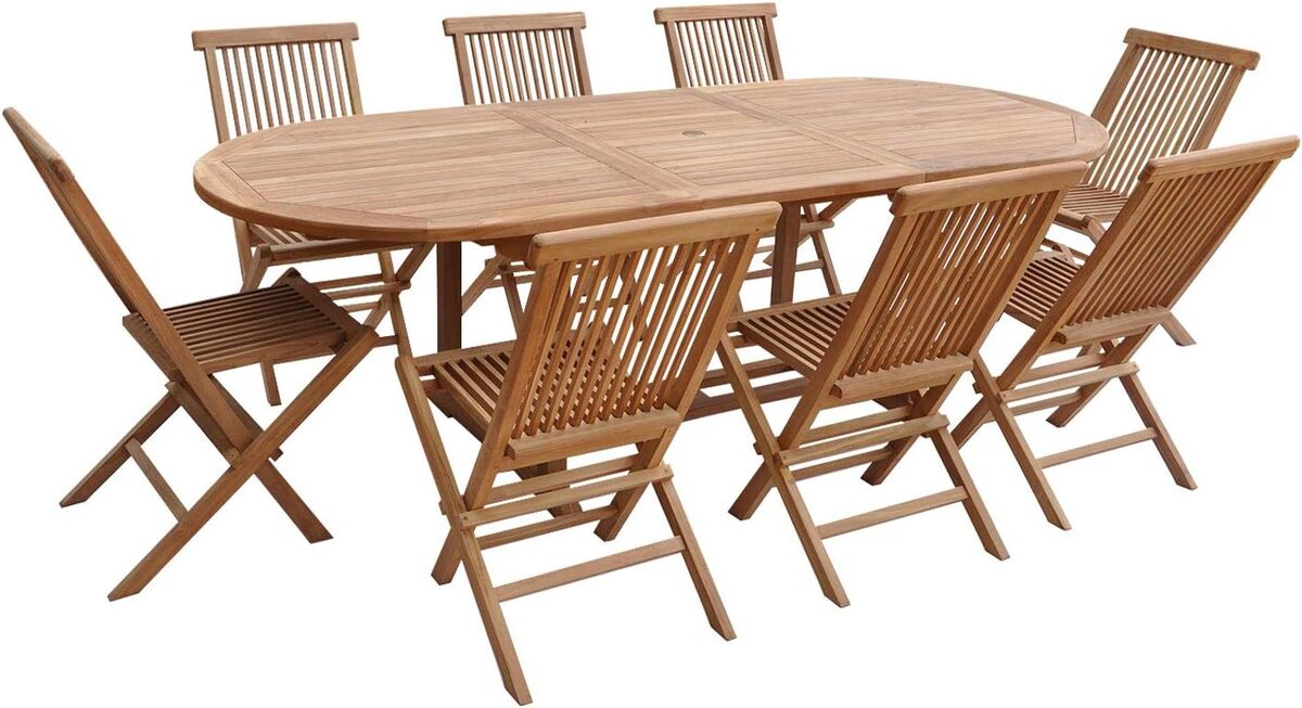Test du salon de jardin en teck Lombok : table ovale extensible pour 8 places