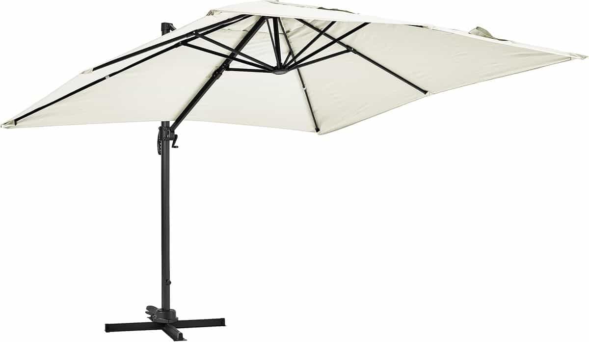 Test : parasol déporté Oviala rotatif aluminium 3x3m