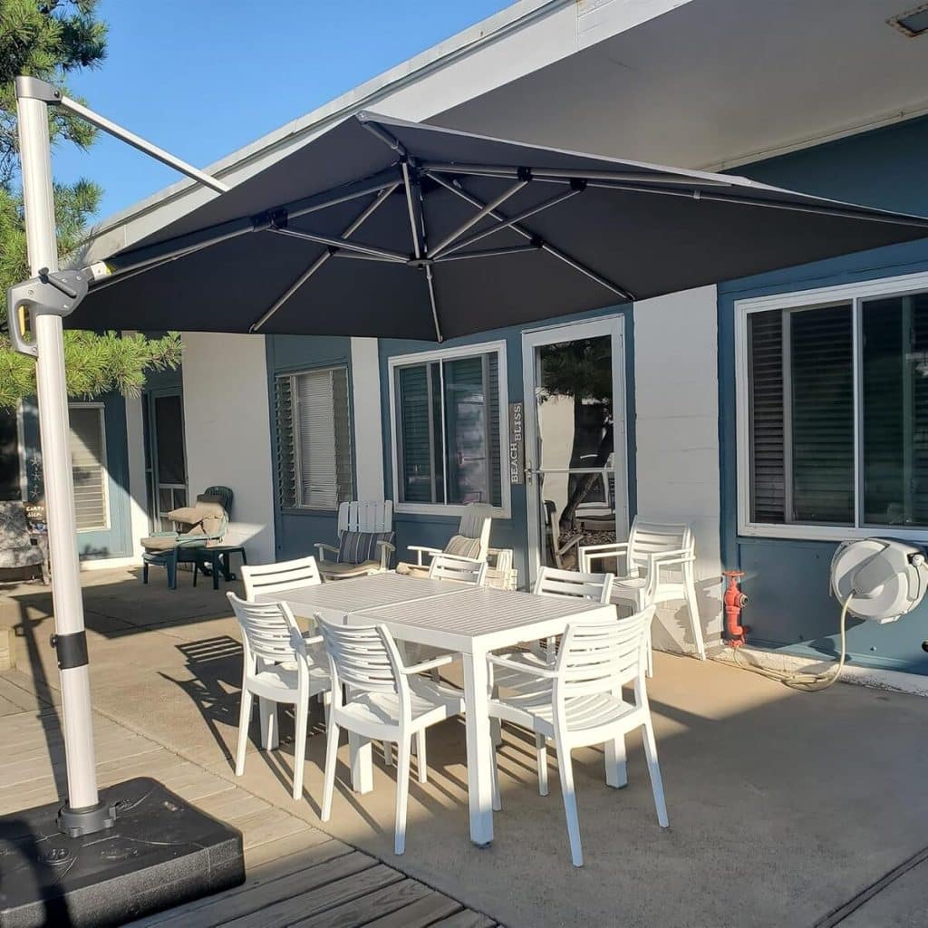 Test : parasol déporté Purple Leaf 3x3m rotatif 360°