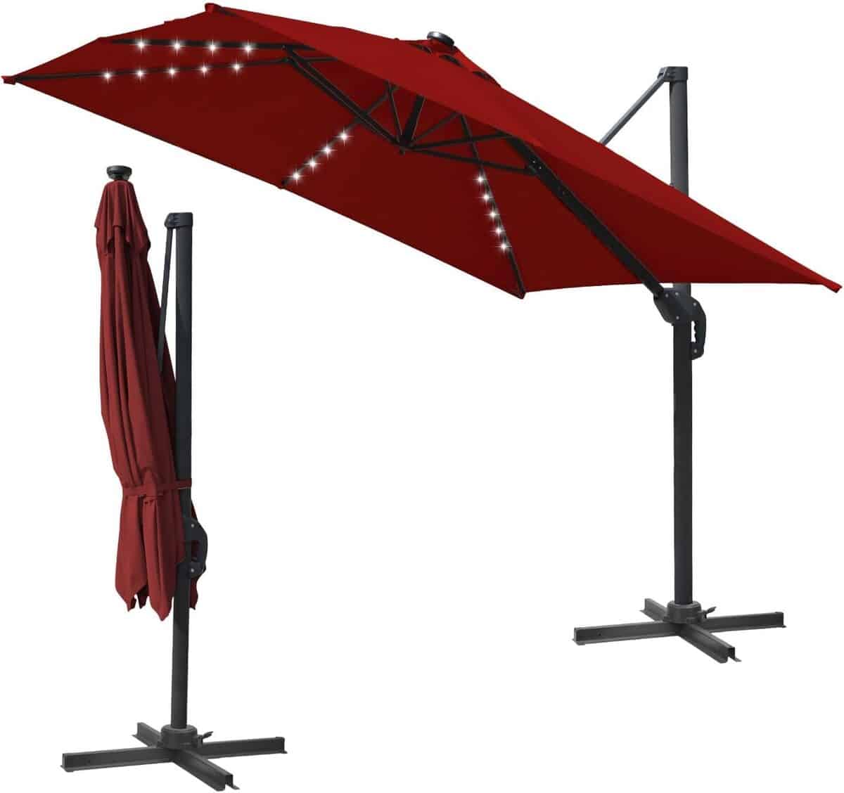 Test parasol Tubiaz : inclinable et pivotant à 360° avec LED