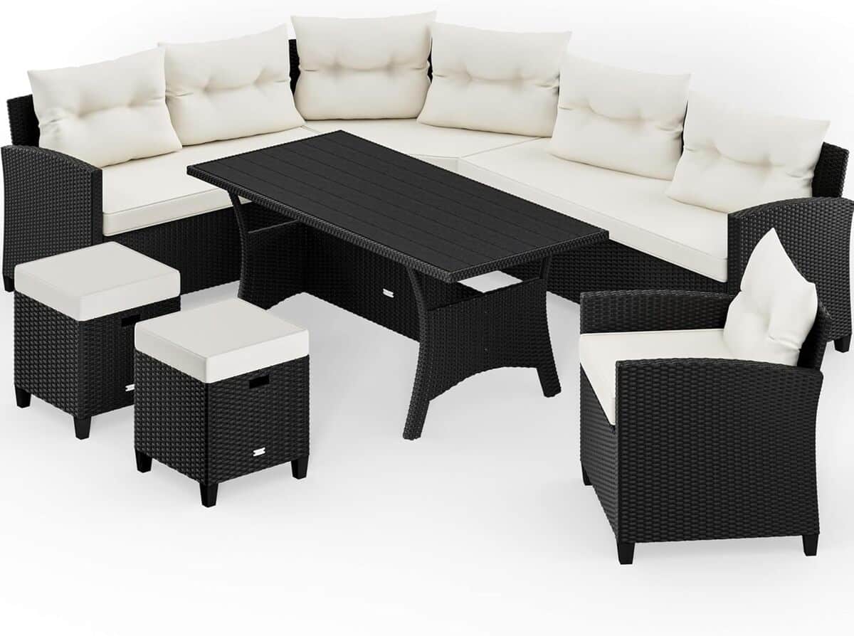 Test : salon de jardin Casaria 9 places en résine tressée polyrotin