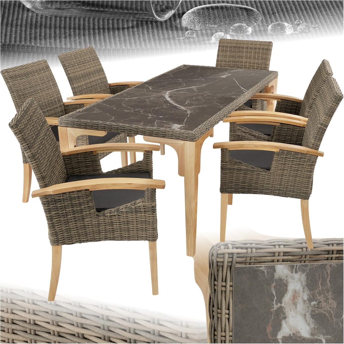 Test : salon de jardin TecTake en poly rotin pour 6 personnes