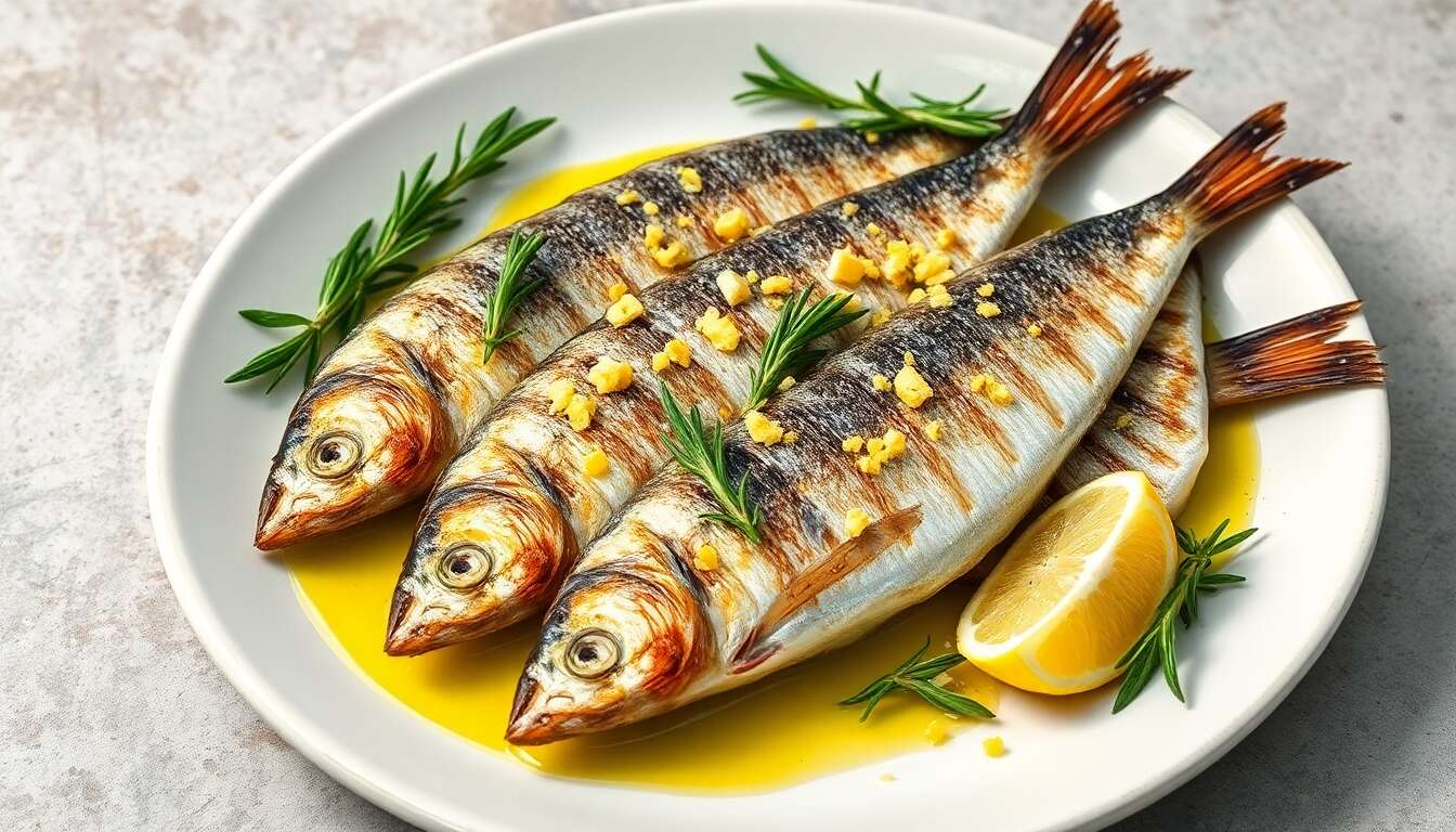 Sardines grillées au romarin et zeste de citron
