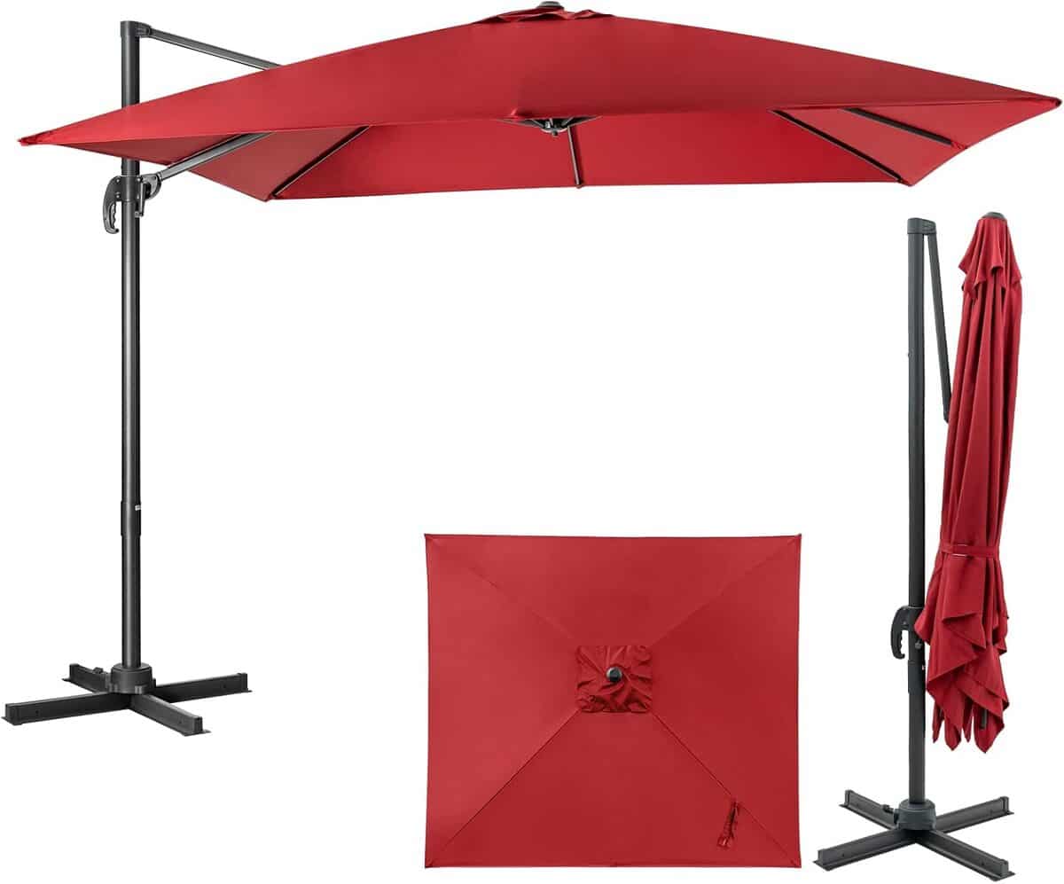 Test du parasol déporté KOMFOTTEU : pliable et réglable pour jardin et piscine
