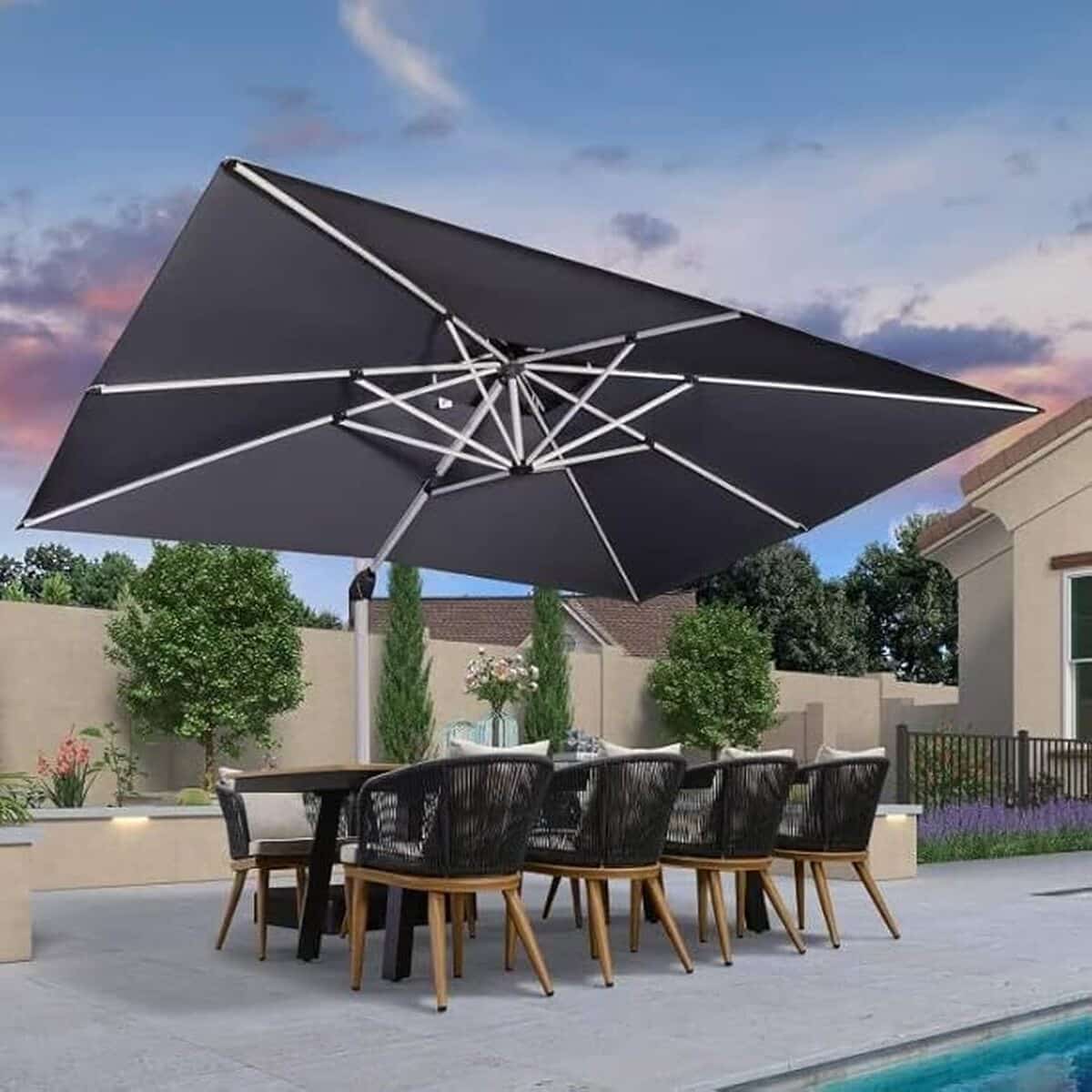 Test du parasol déporté Purple Leaf 3x4 m 360°