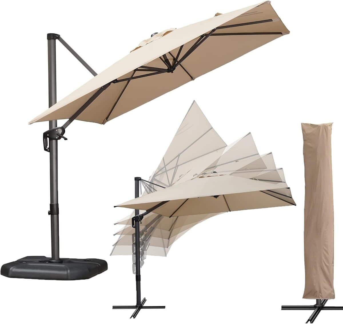 Test du parasol déporté Purple Leaf : modèle 2, 7 x 3, 6 m