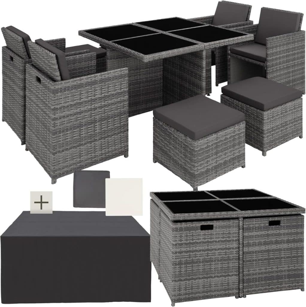 Test du salon de jardin 8 places TecTake gris