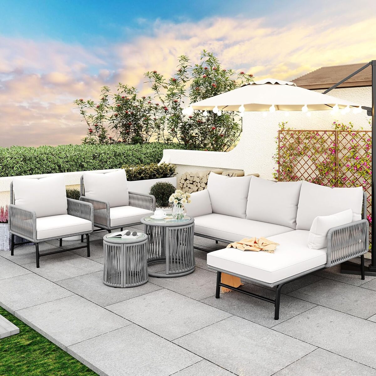 Test : ensemble de chaises longues Zepneiy en corde tressée pour jardin