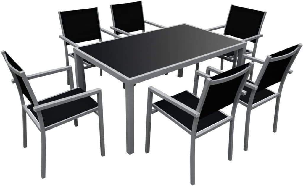 Test : salon de jardin Bergamo 6 places en textilène noir