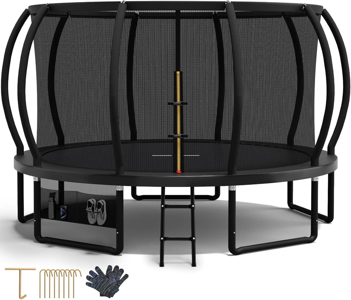 Test trampoline Devoko 366 cm : design citrouille et sécurité optimale