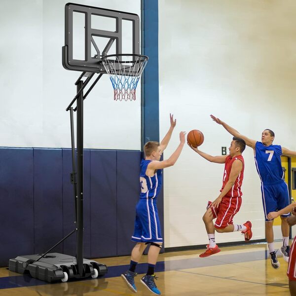 LIFEZEAL Panier de Basket-Ball sur Pied Hauteur Réglable 245-305cm, Panier de Basket à roulettes Portable, Support de Basket avec Panneau Arrière Solide, Intérieure & Extérieure