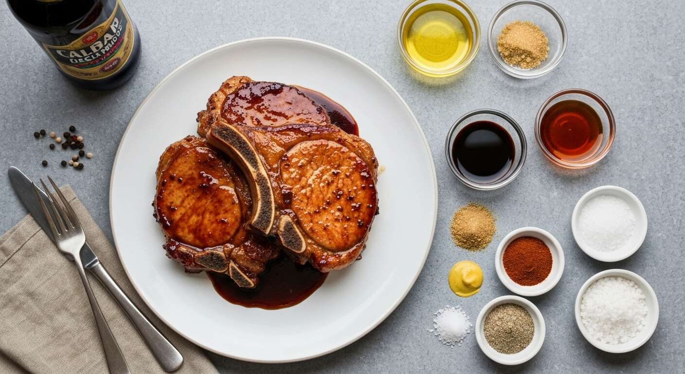Côtes de porc caramélisées à la bière noire