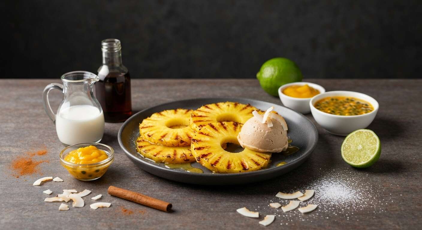 Ananas grillé à la cannelle et son sorbet exotique maison