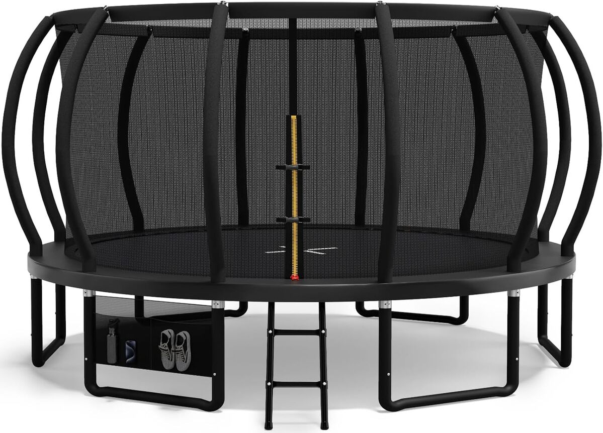 Test du trampoline Devoko 427 cm certifié GS : sécurité et design citrouille