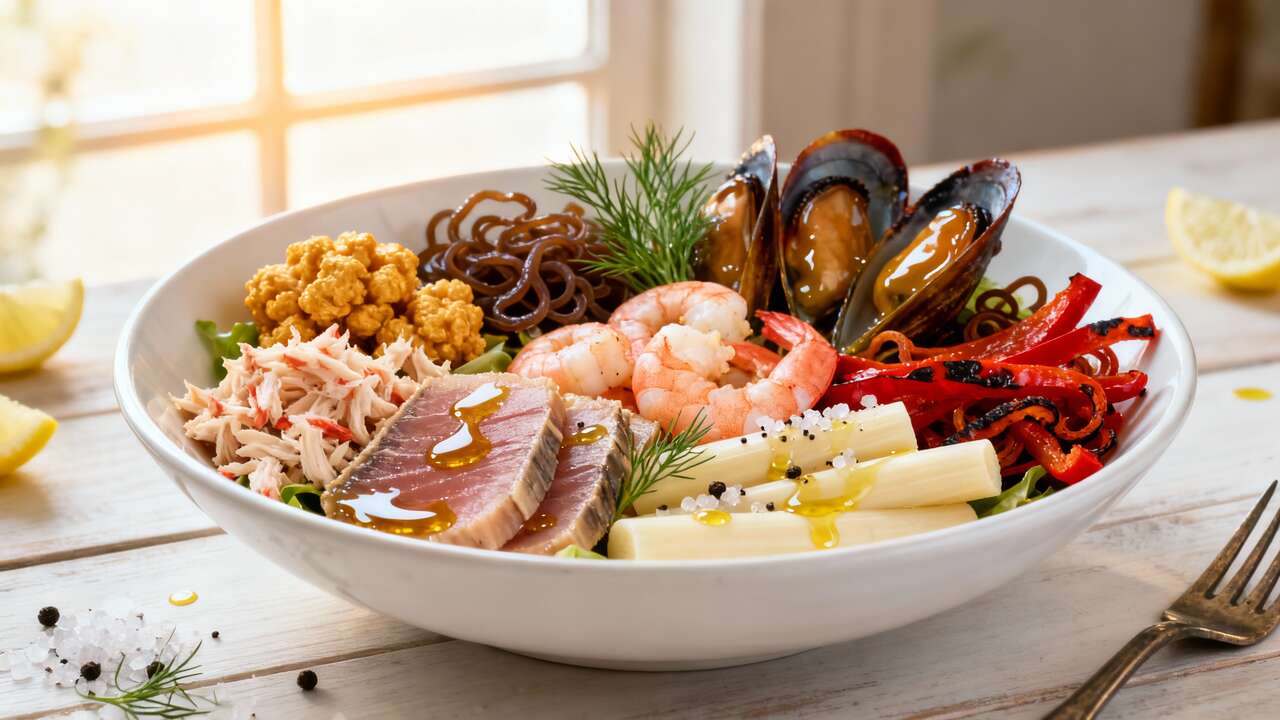 La salade de légende des sept mers : plongez vos papilles dans un océan de fraîcheur et de fruits de mer !