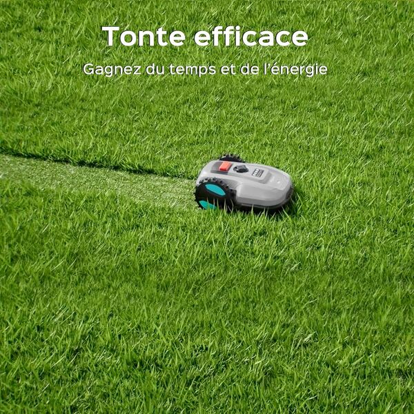E400 Robot Tondeuse, Contrôle Via Application, Recharge Automatique, Capteur de Pluie,Jusqu’à 400 m², Moins de 60 DB, Hauteur Réglable 20–60 mm, Largeur de Coupe 18 cm