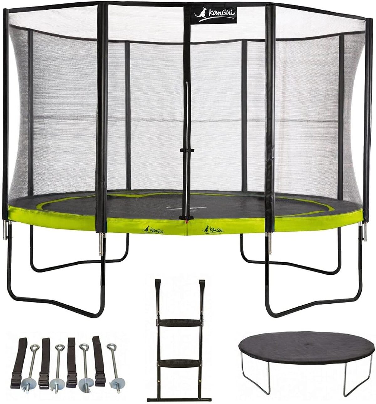 Test : trampoline Kangui Punchi vert 430 cm, complet et sécurisé
