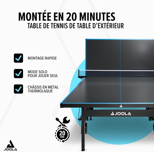 JOOLA Table de ping-Pong Professionnelle en Aluminium 6 mm - Surface Composite résistante aux intempéries - Montage Rapide
