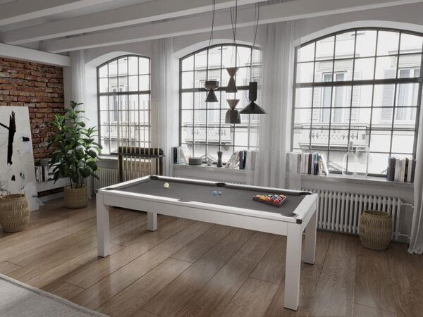 Vente-unique - Table Transformable Blanche - Billard & Ping-Pong - L182 x l102 x H80 cm - Henk