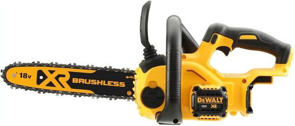 DEWALT - Tronçonneuse Élagueuse Brushless XR 18V 5Ah Li-Ion - DCM565P1-QW - Sans Fil avec Batterie / Chargeur et Poignée Ergonomique - Moteur 3750-4200tr/min - Vitesse de Chaine 7.68 m/s