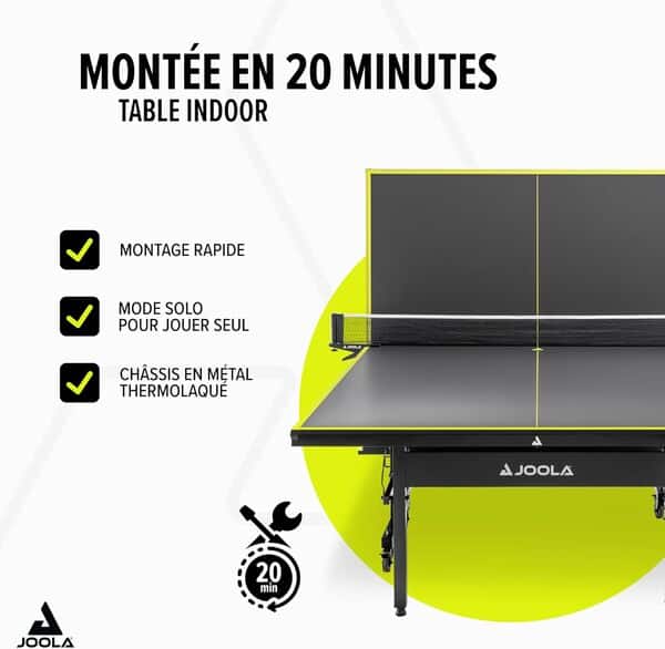 JOOLA Table de ping-Pong Inside J18 - Table de ping-Pong intérieure Pliable - Montage Rapide avec Filet - Gris - 274 x 152,5 x 76 cm