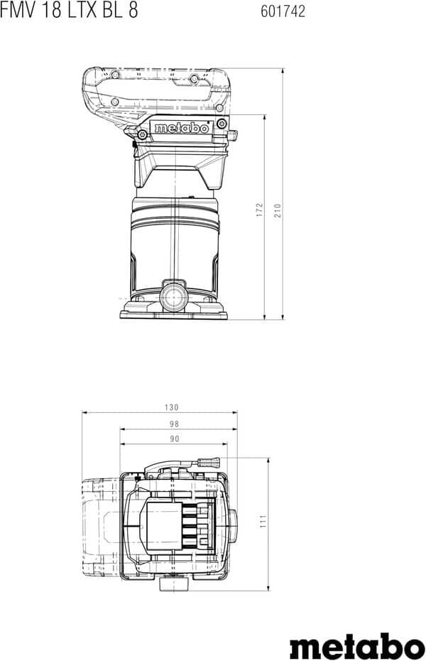 metabo Fraise à bordure sans fil FMV 18 LTX BL 8-18 V, moteur brushless, 4800-29000 tr/min, pince de serrage 6/8 mm, metaBOX 145 L, réglage précis de la profondeur, ergonomique - pour bois et