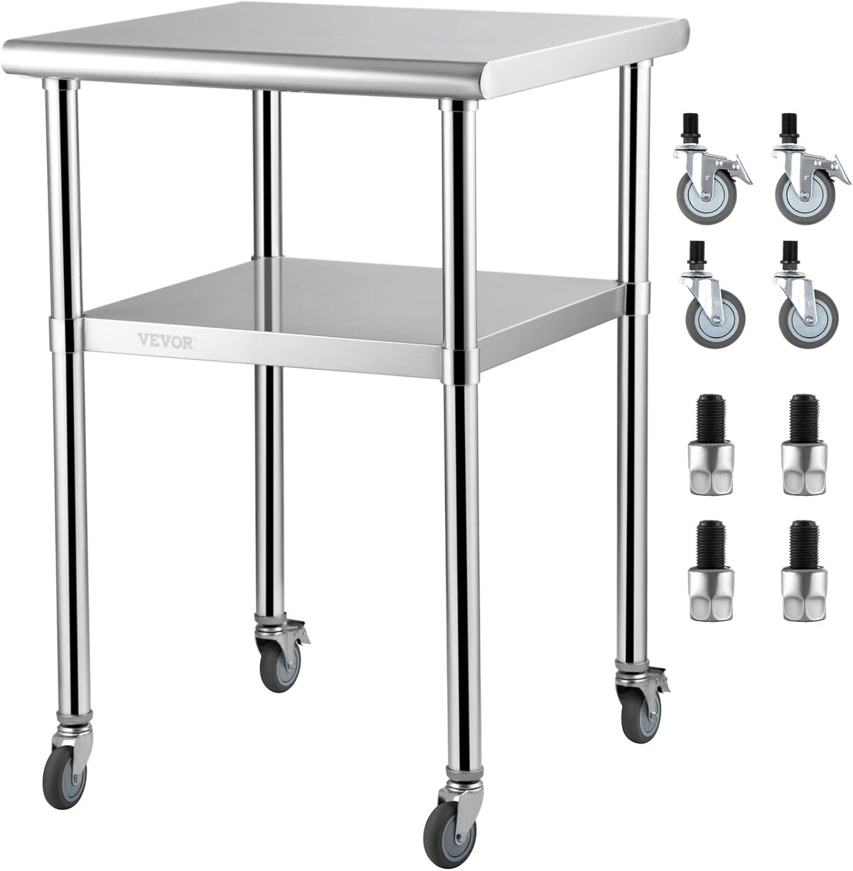 Test : table de travail inox VEVOR avec étagère réglable et roulettes