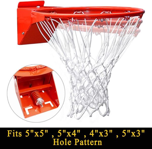 Jante de Basket-Ball Professionnelle à 180º - Robuste - 45,7 cm - Double Ressort Flexible - pour intérieur et extérieur