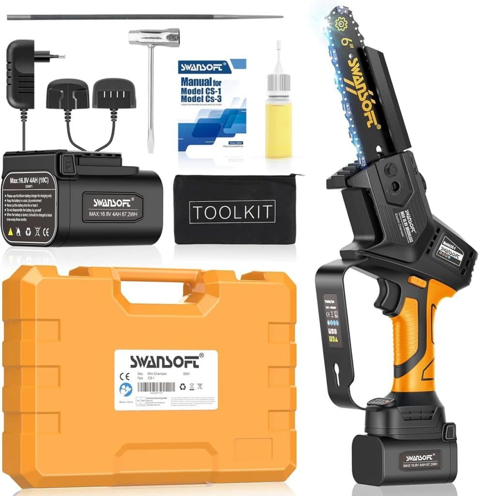 Test : swansoft mini tronçonneuse sans fil 16, 8v