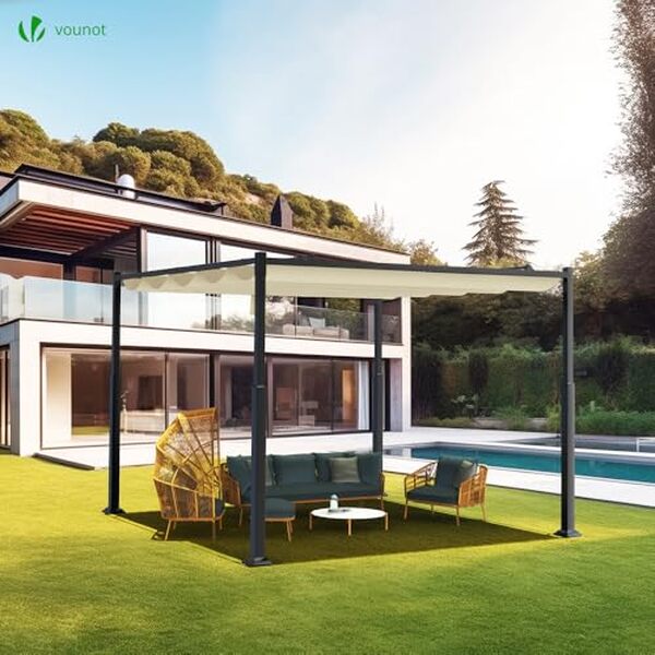 Découvrez comment la pergola rétractable Vounot 3x3m allie style et efficacité pour sublimer et protéger votre jardin des intempéries.