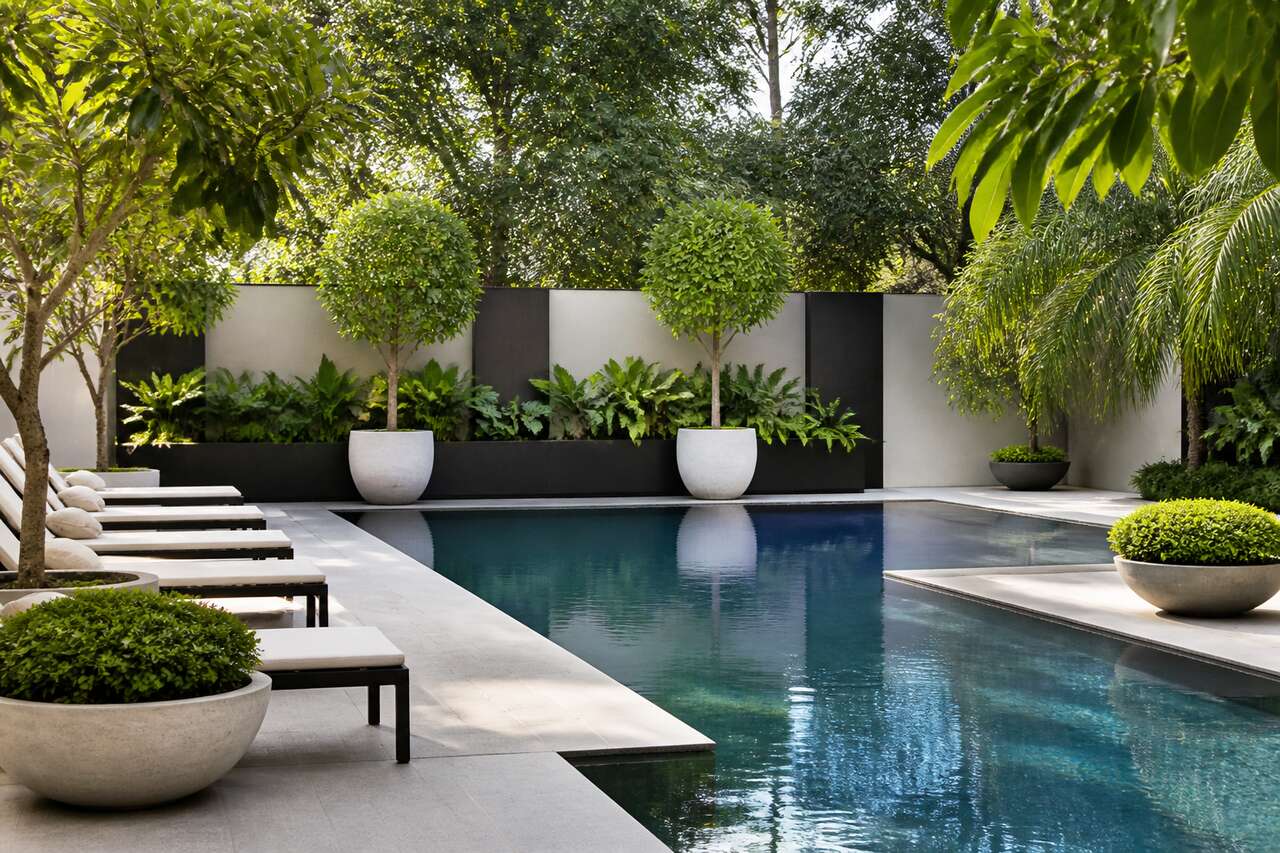 V&eacute;g&eacute;taliser autour de la piscine: plantes, bacs et contraintes