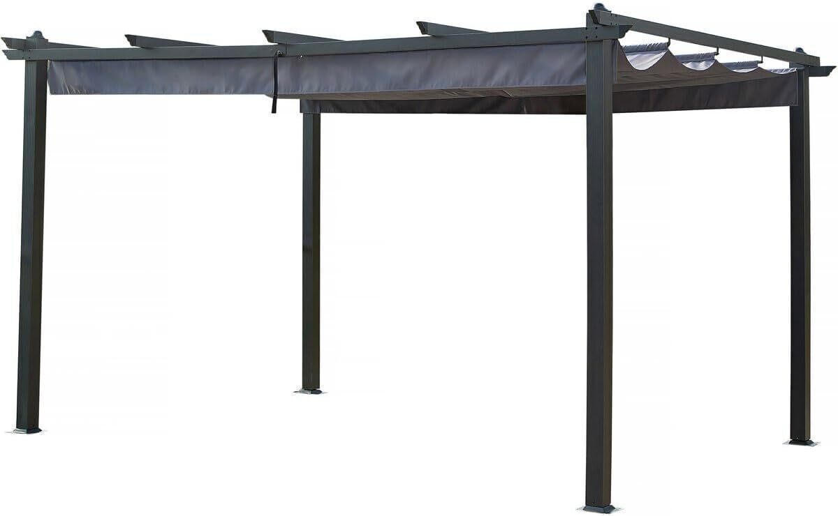 Test de la pergola en aluminium toit rétractable gris anthracite, 3x4 m