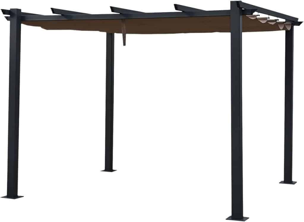 Test pergola autoportante Cassis : structure aluminium et toile rétractable