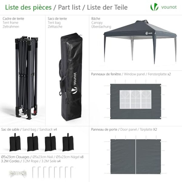 Découvrez notre test complet de la tonnelle pop-up VOUNOT 3x3m avec parois imperméables : installation rapide, étanchéité et durabilité pour vos événements en extérieur. 