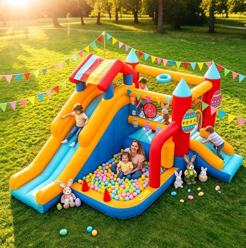 Test du chateau gonflable FOOING 9 en 1 avec toboggan et trampoline