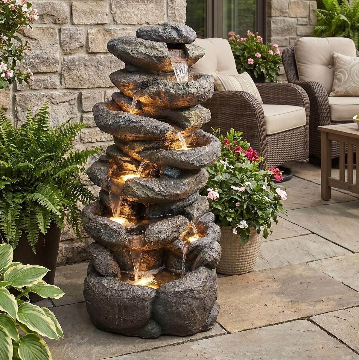 Avis sur la fontaine de jardin bk902 avec éclairage led